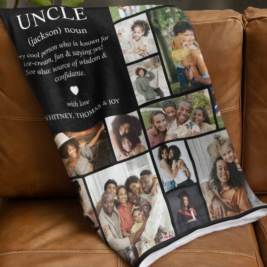 Uncle Definition Photo Collage フリースブランケット