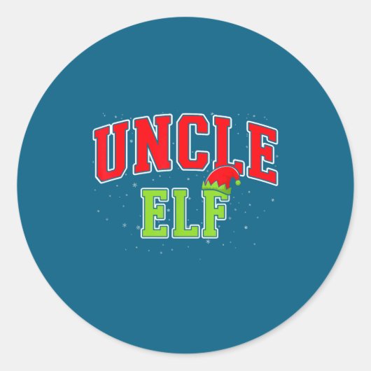 Uncle Elf Christmas Family Matching Group Xmas Unc ラウンドシール (正面)