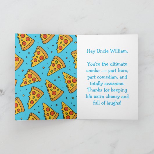 Uncle Fuel: Pizza, Jokes & Love  Greeting Card カード (内部)
