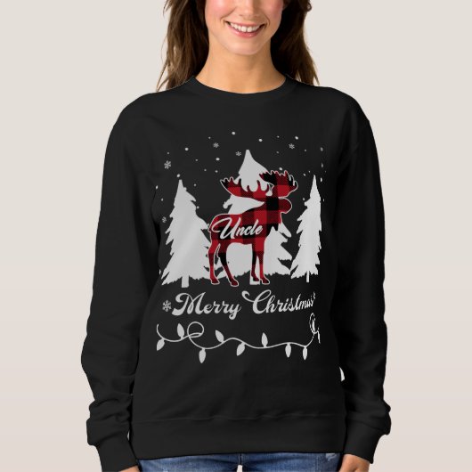 Uncle Moose Buffalo Red Plaid Christmas Matching F スウェットシャツ (正面)