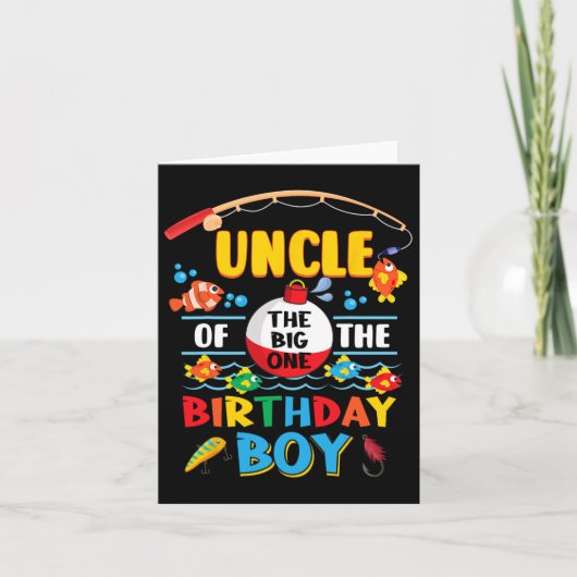 Uncle Of The Big One Fishing 1st Birthday Ofishall カード (正面)