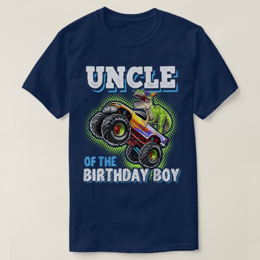Uncle of the Birthday Boy Dinosaur Monster Truck B Tシャツ (デザイン正面)