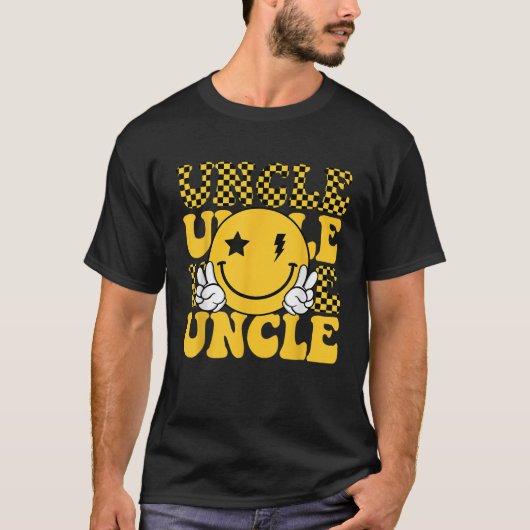 Uncle One Happy Dude 1st Smile Face Birthday Famil Tシャツ (正面)