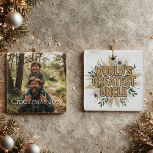 Uncle Photo Christmas Ornament – Best Uncle Ever セラミックオーナメント