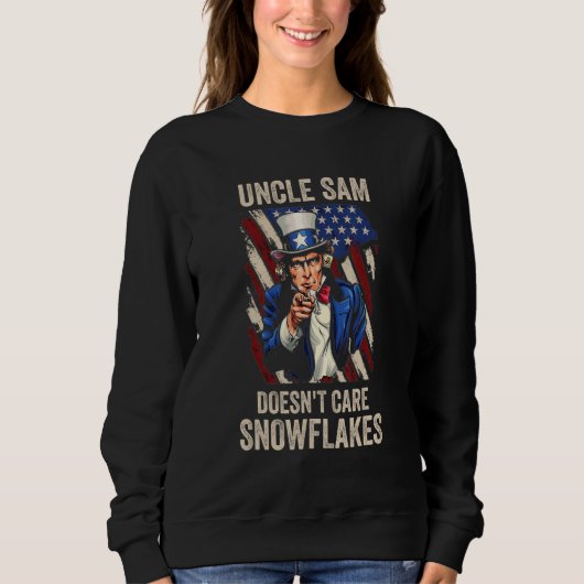 Uncle Sam Doesn't Care Snowflakes American Flag_10 スウェットシャツ (正面)