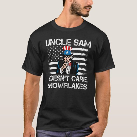 Uncle Sam Doesn't Care Snowflakes American Flag_5 Tシャツ (正面)