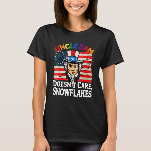 UNCLE SAM DOESN'T CARE SNOWFLAKES Funny American_4 Tシャツ (正面)