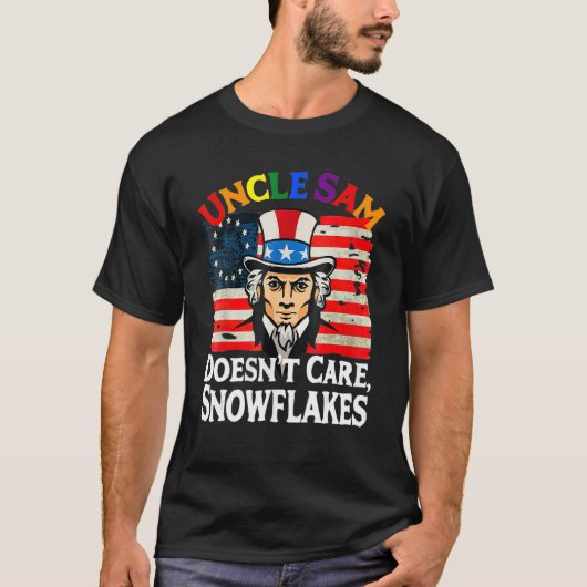 UNCLE SAM DOESN'T CARE SNOWFLAKES Funny American_4 Tシャツ (正面)