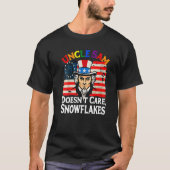 UNCLE SAM DOESN'T CARE SNOWFLAKES Funny American P Tシャツ (正面)