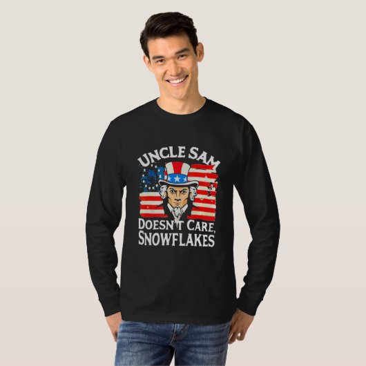 UNCLE SAM DOESN'T CARE SNOWFLAKES Funny American Tシャツ (正面フル)
