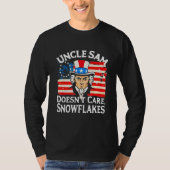 UNCLE SAM DOESN'T CARE SNOWFLAKES Funny American Tシャツ (正面)