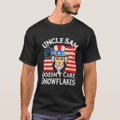 UNCLE SAM DOESN'T CARE SNOWFLAKES Funny American Tシャツ (正面)