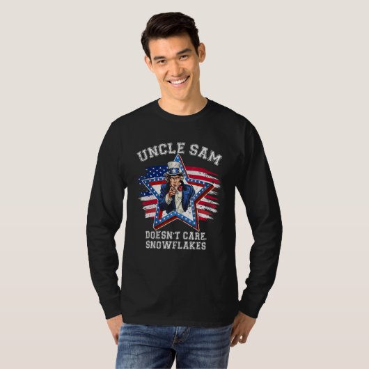 Uncle Sam Doesn't Care Snowflakes Sarcastic Tシャツ (正面フル)