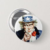 Uncle Sam - from vintage Flagg poster 缶バッジ (正面&裏面)