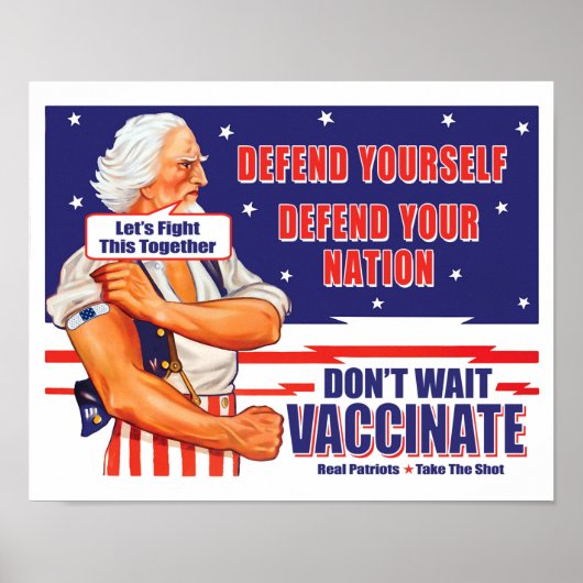 Uncle Sam Vaccinate Let's Fight This Together ポスター (正面)
