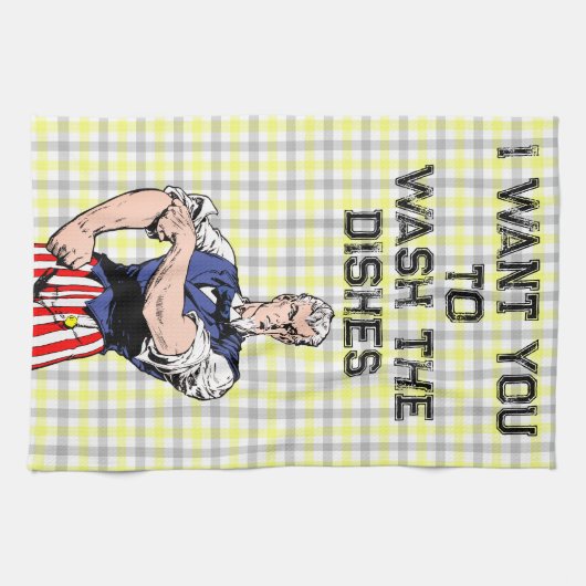 Uncle Sam Wants Your Dishes Towel キッチンタオル (横)