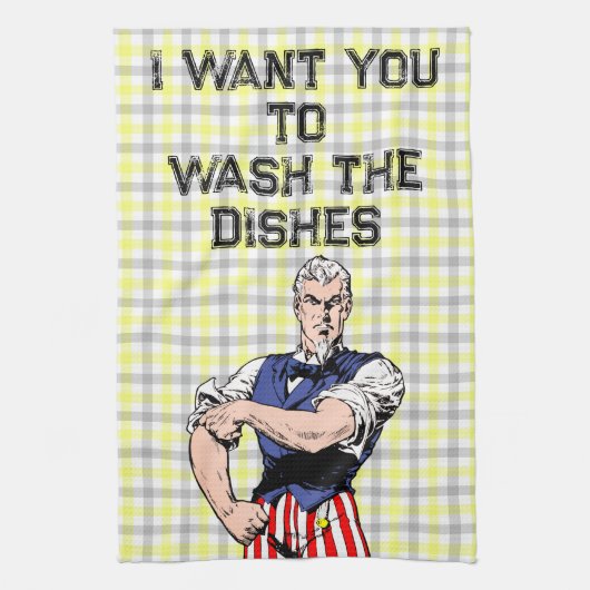 Uncle Sam Wants Your Dishes Towel キッチンタオル (縦)