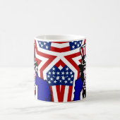 Uncle Sam with Stars & Stripes Background コーヒーマグカップ (中央)