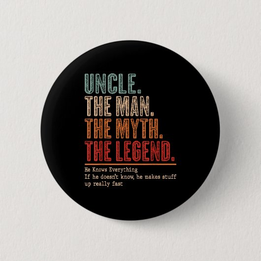 Uncle The Man The Myth The Bad Influence He Knows  缶バッジ (正面)