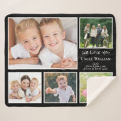 Uncle We Love You Photo Collage Black シェルパブランケット (正面(横))