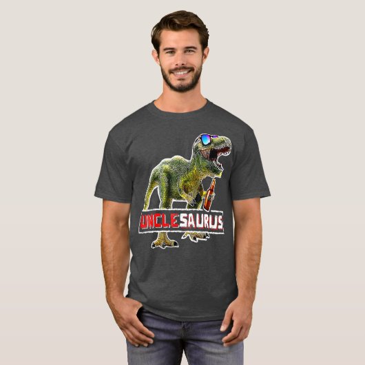 Unclesaurus Rex Beer T Rex Dinosaur Fun Uncle Tシャツ (正面フル)