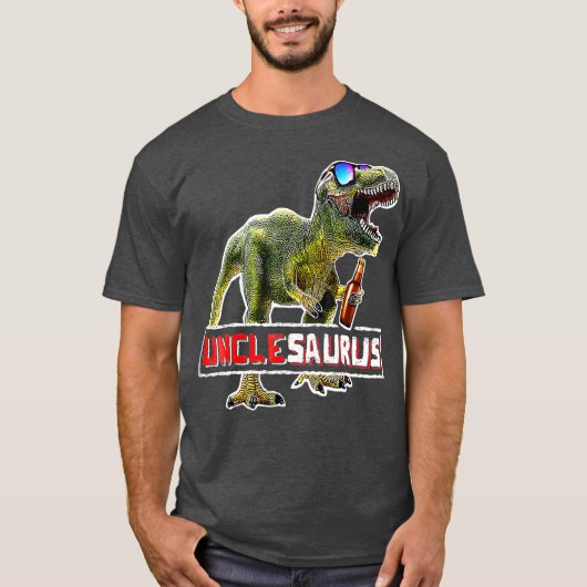 Unclesaurus Rex Beer  T Rex Dinosaur Fun Uncle Tシャツ (正面)