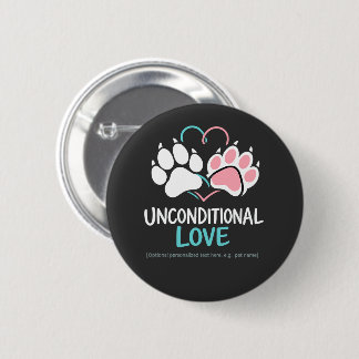 Unconditional Love Paw Heartbeat Custom Pet Name B 缶バッジ