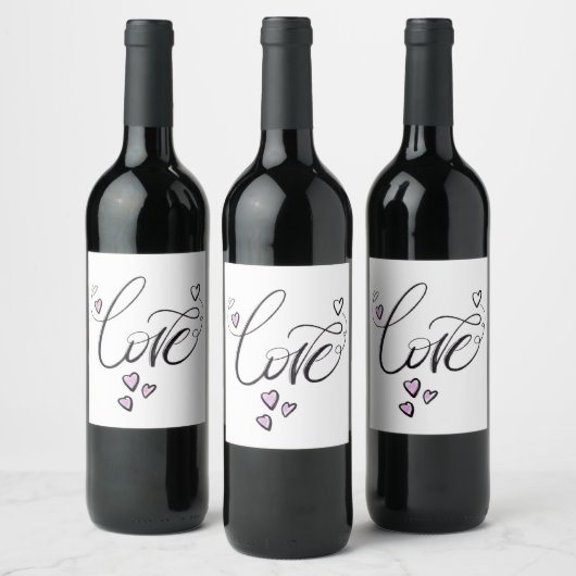 Uncorked Affection | Elegant Minimalist Love Wine  ワインラベル (ボトル)