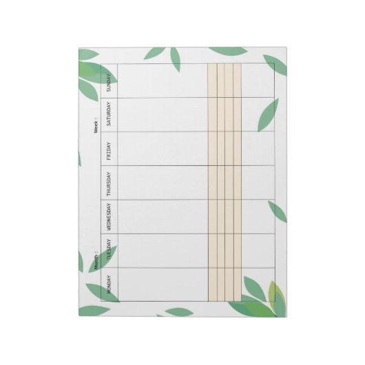 Undated Minimal Weekly Planner Notepad ノートパッド (回転)