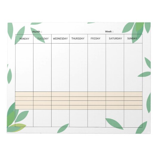 Undated Minimal Weekly Planner Notepad ノートパッド (正面)