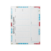 Undated Vertical Weekly Planner, Blue and Red ノートパッド (回転)