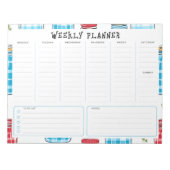 Undated Vertical Weekly Planner, Blue and Red ノートパッド (正面)