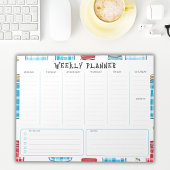 Undated Vertical Weekly Planner, Blue and Red ノートパッド