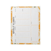 Undated Vertical Weekly Planner, Orange Border ノートパッド (回転)