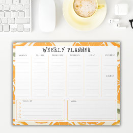 Undated Vertical Weekly Planner, Orange Border ノートパッド