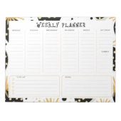 Undated Weekly Planner, Black and Gold Accents  ノートパッド (正面)