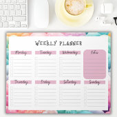 Undated Weekly Planner, Rainbow Cloud Border Notep ノートパッド