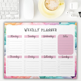 Undated Weekly Planner, Rainbow Cloud Border Notep ノートパッド