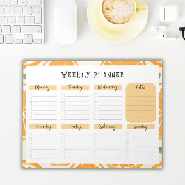 Undated Weekly Planner with Orange Slice Border ノートパッド