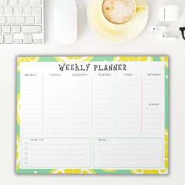 Undated Weekly Planner, Yellow and Green Accents ノートパッド