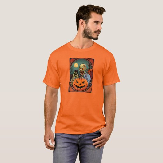 Undead Selfie: Zombie Pumpkin Snap Tシャツ (正面フル)