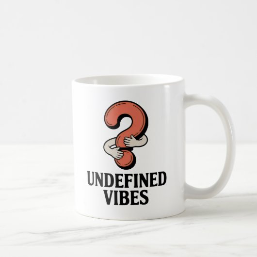 Undefined Vibes | 冗談交じりのハグをするクエスチョンマーク コーヒーマグカップ (右)