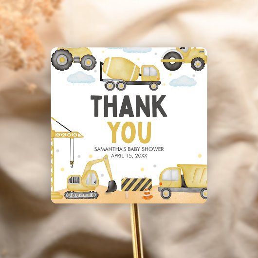 Under Construction Baby Shower スクエアシール