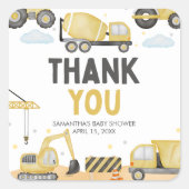 Under Construction Baby Shower スクエアシール (正面)