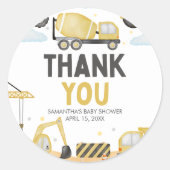 Under Construction Baby Shower ラウンドシール (正面)