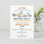 Under Construction Twin Boys Birthday, Trucks 招待状 (スタンド正面)