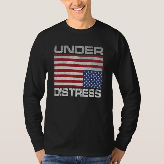 Under Distress Tattered Upside Down American Flag Tシャツ (正面)