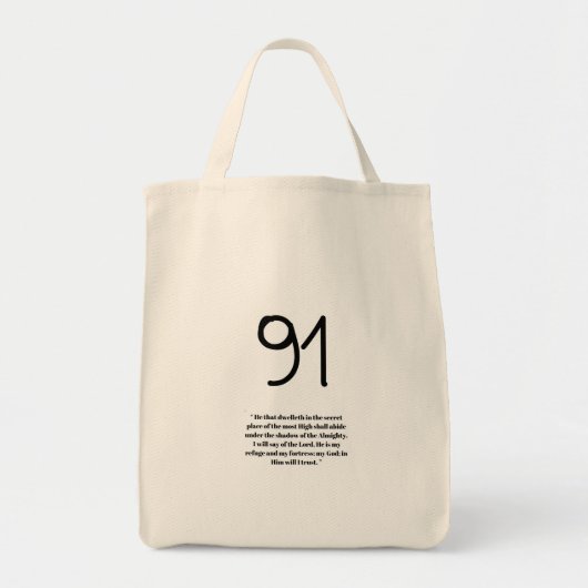 Under His Wings Psalm 91 Grocery Bag トートバッグ (正面)