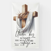 Under His Wings Scripture Art – Psalm 91:4  横断幕 (縦)