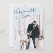 Under Mistletoe Forever新婚フォト石板ブルー シーズンカード (正面)